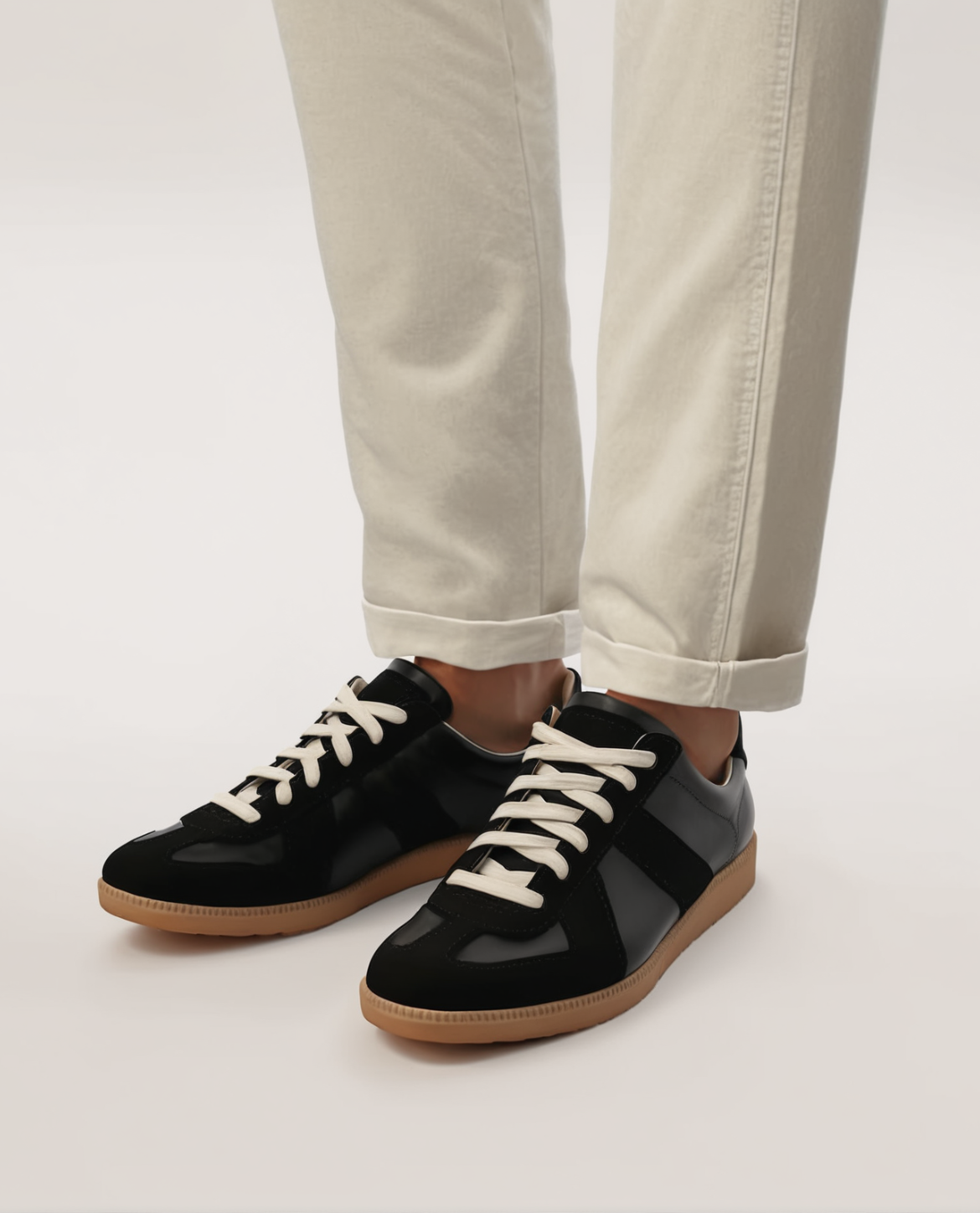 Eleganckie sneakersy ze skóry i zamszu