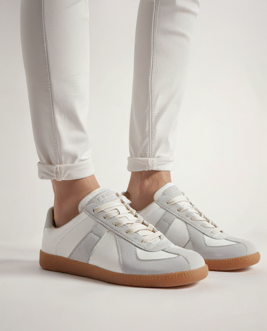 Eleganckie sneakersy ze skóry i zamszu